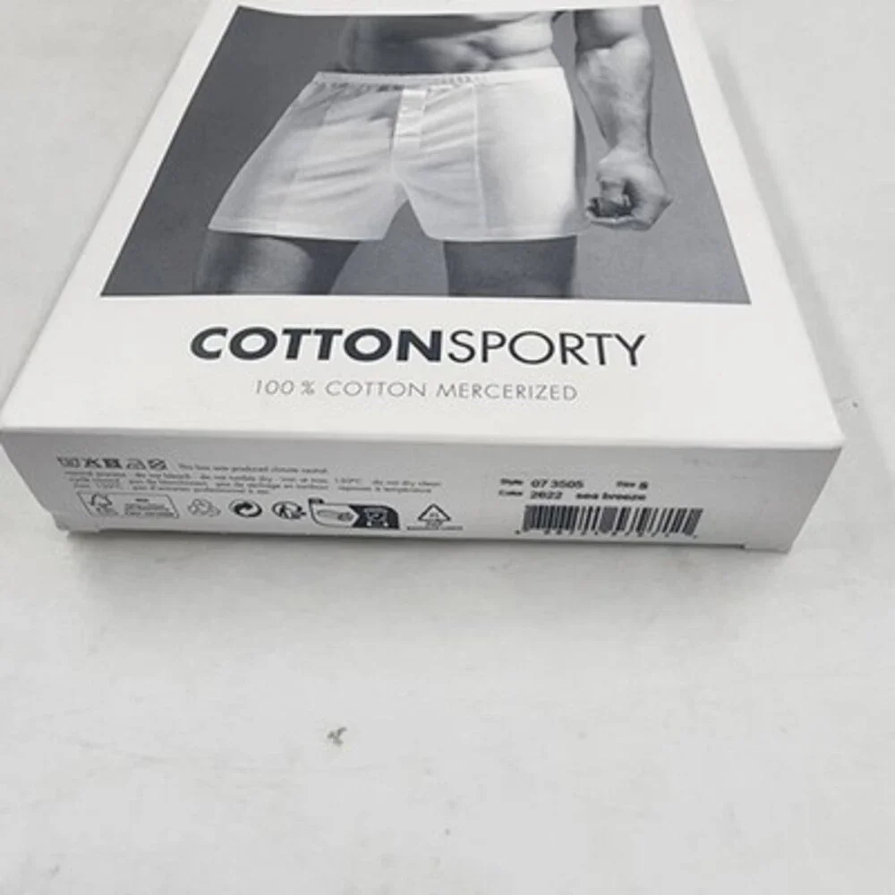 Hanro Cotton Sporty Knit Boxers Men's S Sea Breeze Solid Elastic Waist Pull On